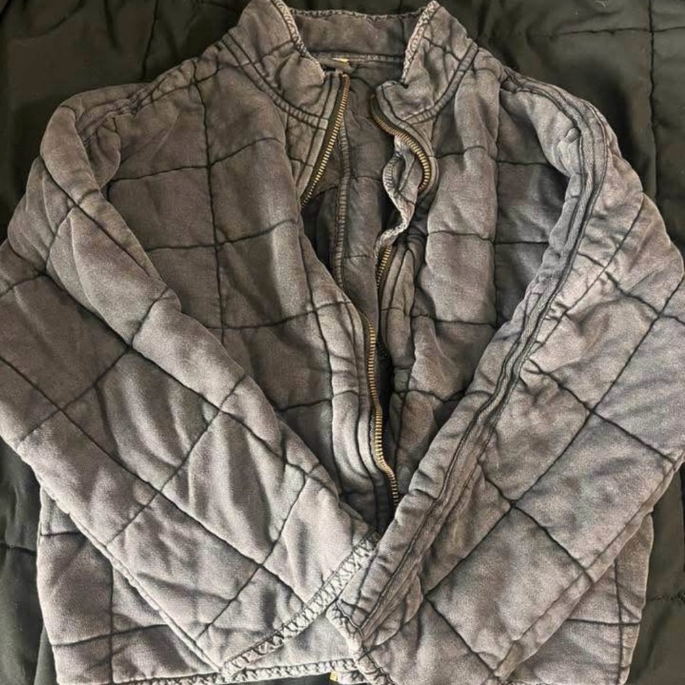 Gray Quilted Jacket